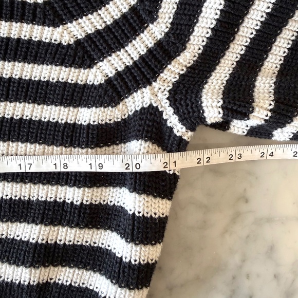 J.Crew Ribbed Button-Collar Sweater | Women’s Large | Black White Stripe - Picture 7 of 9